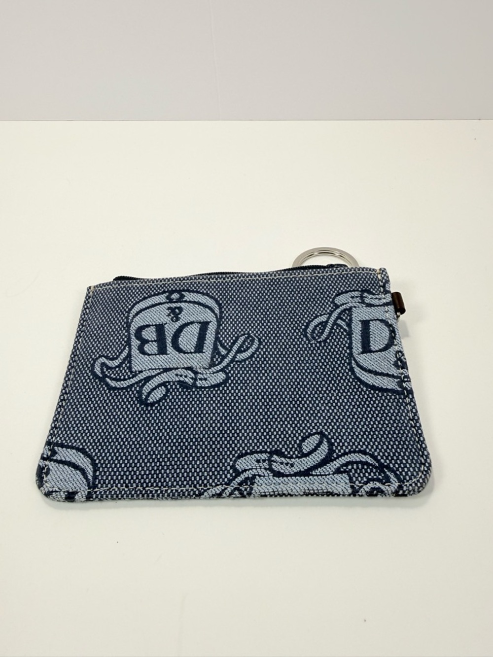 Dooney & Bourke Navy Blue Denim Card Wallet with Key Ring